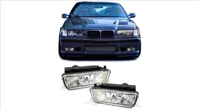BMW E36 kristály átlátszó burás H1 ködlámpa pár kerettel