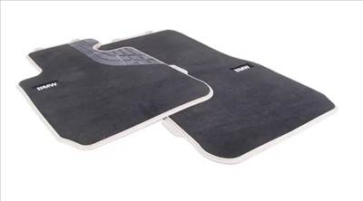 Gyári BMW F30 F31 F34 F80 Modern Line fekete tépőzáras első szőnyeg szett bézs bőrrel 51472293360