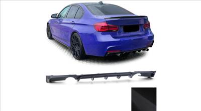 BMW F30 M-packet lökhárítóba M3 stílusú utángyártott matt fekete műanyag diffúzor bal-jobb oldali 1-1csöves