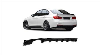 BMW F30 M-packet lökhárítóba M3 stílusú utángyártott lakkozott fekete műanyag diffúzor bal oldali 2csöves