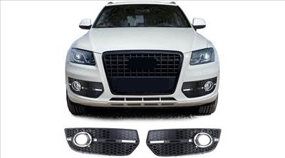 AUDI Q5 8R S-LINE 2009-2012 lakkozott fekete méhsejtes-rácsos ködlámpa keret - króm betéttel SQ5 stílusban