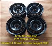 4x108 16" Opel Crosslandx gyári lemezfelni garnitúra (újszerű)