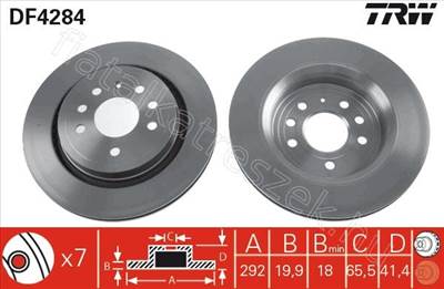 FÉKTÁRCSA - CROMA, VECTRA, 9-3X, BLS, SIGNUM, 9-3 - DF4284, DF4284 -  - TRW Utángyártott új DF4284