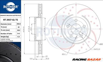 Alfa Romeo 147, 156, 164 első féktárcsa - Rotinger