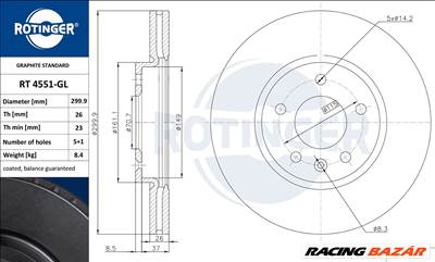 Opel Astra J, Insignia B első féktárcsa - Rotinger