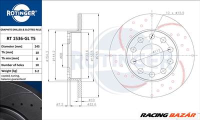 Audi A4-B6/B7, Seat Exeo hátsó féktárcsa 245 mm - Rotinger