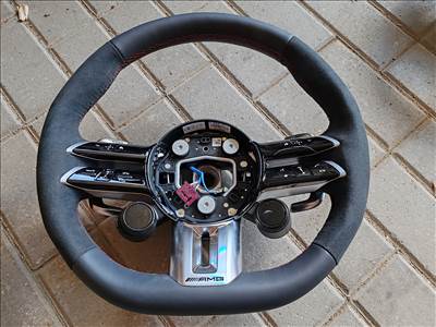 R0302 A0994903807 Mercedes 63 AMG Kormány Új Alcantara Piros varrás Disztronik 