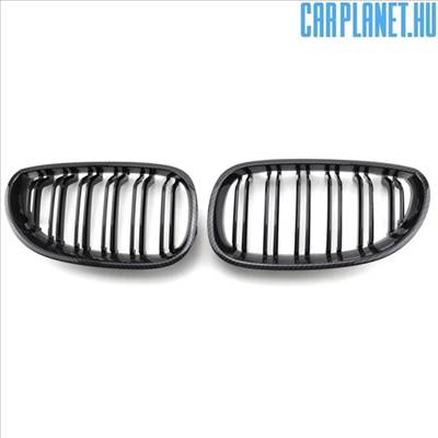 BMW E60 E61 hűtőrács (vese) – dupla pálcás, carbon mintás (2003-2010)