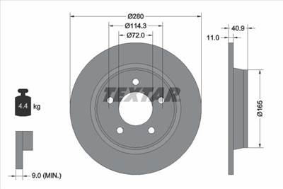 féktárcsa TEXTAR 92130600 for MAZDA, MITSUBISHI