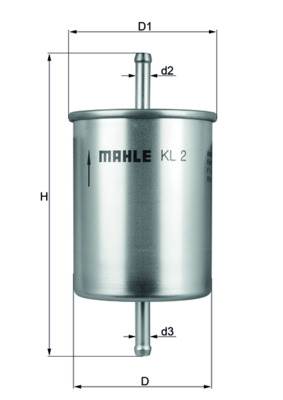 MAHLE KL 2 - Üzemanyagszűrő ALFA ROMEO AUDI CHERY CHEVROLET CITROËN FIAT FORD FORD USA JAGUAR PEUGEO