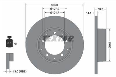 féktárcsa TEXTAR 92230503 for LAND ROVER