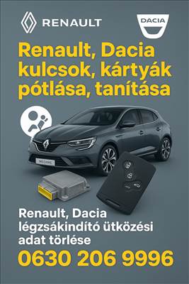 RENAULT,DACIA KULCSOK,KÁRTYÁK TANÍTÁSA