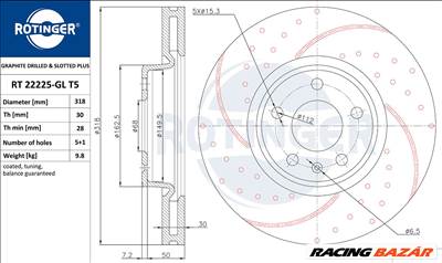 Audi A4-B9, A5, A6-C8, A7, Q5 első féktárcsa - Rotinger