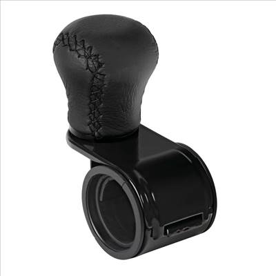 Kormánytekerő gomb, fekete bőr 20-40 mm, Lampa Revolve