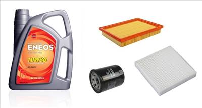 Suzuki Swift III 2005-2010.09 olajcsere szett 1.3-1.5 benzin - levegőszűrő, olajszűrő, pollenszűrő, Eneos Premium Plus 10w30 4L (13780-62J00,