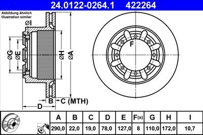 féktárcsa ATE 24.0122-0264.1 for NISSAN