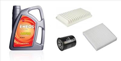 Suzuki Swift IV 2010.10-2017.05 olajcsere szett 1.2 benzin levegőszűrő, olajszűrő, pollenszűrő, Eneos Premium Plus 10w30 4L (13780-69L0,