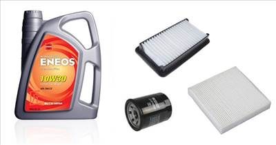 Suzuki Sx4 olajcsere szett 1.5-1.6 benzin 2009.08-ig  levegőszűrő, olajszűrő, pollenszűrő, Eneos Premium Plus 10w30 4L (13780-79J00,