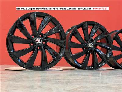 R18 5x112  Original skoda Octavia III RS 5E Turbine  7.5J ET51 - 5E0601025BP gyári alufelnik