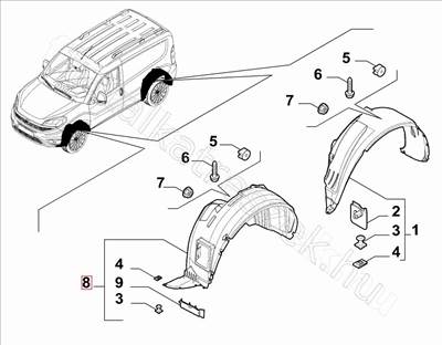 Bal első dobbetét Doblo III - DOBLO - 52128360, 52065558 -  - FIAT eredeti Eredeti új 52128360