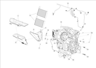 Tesla Model 3 2017-2023 Fűtőbox részei és pollenszűrő