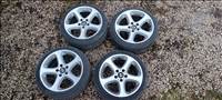  5x120 lyukosztású 18" használt alufelni, rajta 225/40 használt Barum nyári gumival 