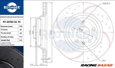 Audi TT quattro hátsó féktárcsa (310 mm) - Rotinger