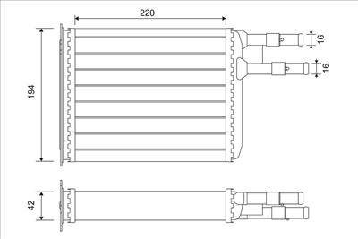 Hőcserélő, belső tér fűtés VALEO 812141 for CITROËN, FIAT, PEUGEOT