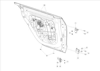Tesla Model 3 2017-2023 Hátsó ajtó zsanérok és tartozékok