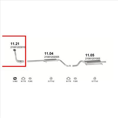 Marix 11-21 első kipufogó cső - LADA Samara