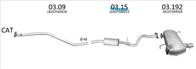Edex 03.15 - BMW 3 E90/91 kipufogó közép dob
