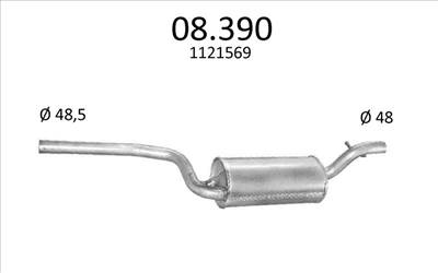 EDEX 08.390 - Kipufogó közép dob FORD FOCUS 1.6 (1998-2004)