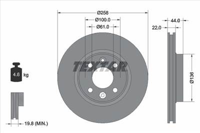 féktárcsa TEXTAR 92255203 for RENAULT, DACIA, SMART