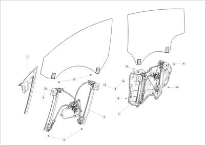 Tesla Model 3 2017-2023 Első és hátsó ajtó üveg szabályozók
