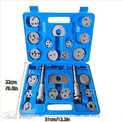 Féknyereg összenyomó készlet 22 db-os tárcsafék-szerszámkészlet - Nehézgépészeti szénacél dugattyús féknyereg-kompresszor és visszatekerő készlet fékbetét cseréhez