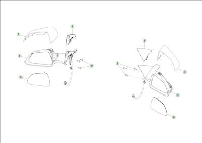 Tesla Model 3 Highland 2023-tól Külső visszapillantó tükrök