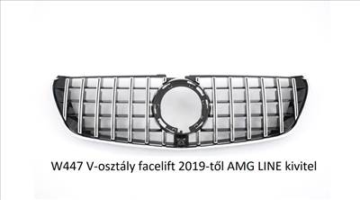 Mercedes Benz V-osztály W447 LCI 2019- AMG LINE króm - lakkozott fekete hűtőrács Panamerica AMG GT stílusban