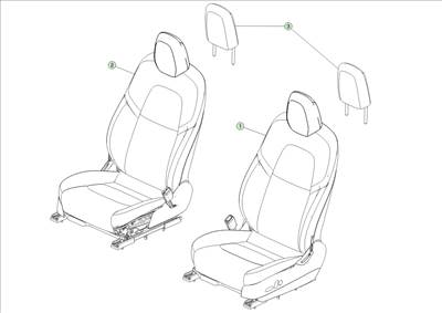 Tesla Model Y 2020-tól Első ülések