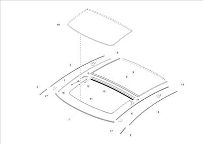 Tesla Model S 2012-2016 Panoráma tető tömítések és becsípődésgátló
