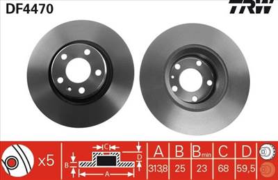 féktárcsa TRW DF4470 for AUDI
