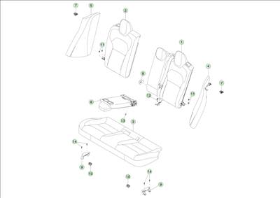 Tesla Model 3 Highland 2023-tól Hátsó ülések