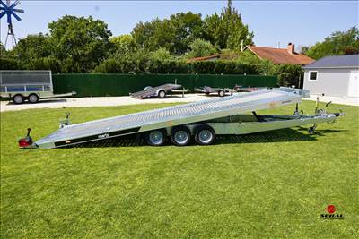 Új prémium autószállító utánfutó (570x209cm - 3500kg) akciósan bruttó 3.190.000 Ft