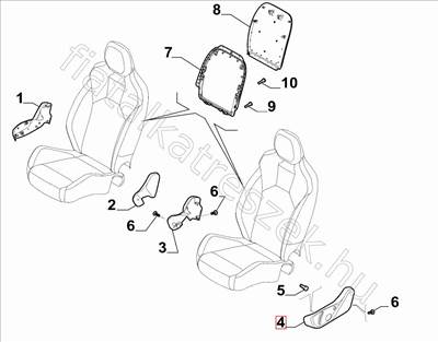 Bal első ülés bal fedél       - GIULIETTA - 6500082881, 6500010281 -  - FIAT eredeti Eredeti új 6500082881