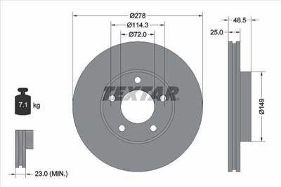 féktárcsa TEXTAR 92130303 for MAZDA, MITSUBISHI