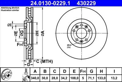 féktárcsa ATE 24.0130-0229.1 for PEUGEOT