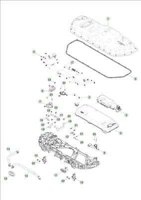 Tesla Model Y 2020-tól Egyéb magasfeszültségű akkumulátor szerkezeti alkatrészek