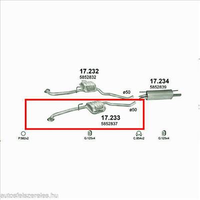 Opel Omega B 2.5i lewy kat 94- Középső Kipufogó Dob - P17.233