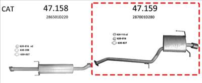 Edex 47.159 kipufogó hátsó dob - KIA Carens III 2,0 CVVT 2006-201...