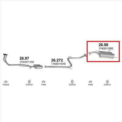 Marix 26-98 hátsó kipufogó dob - TOYOTA Corolla (E80)