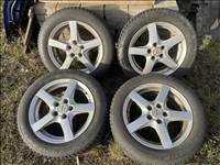 Opel 5x110 lyukosztású 16" R16 Enzo alufelni, 205/55 használt Dunlop téli gumi